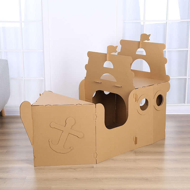 Kindergarten Large Artisanal Cardboard Sea Pirate Ship Model Creative Submarine Lodge Making Materials Children Carton Toys