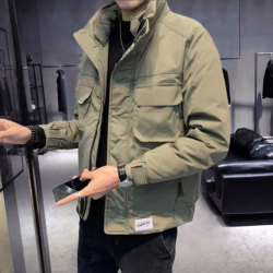 Down jacket ຜູ້ຊາຍດູໃບໄມ້ລົ່ນແລະລະດູຫນາວທີ່ອົບອຸ່ນເຄື່ອງນຸ່ງລະດູຫນາວ 2024 ຮູບແບບສັ້ນໃຫມ່ຫນາຫນາ trendy handsome ເສື້ອ jacket trendy ຍີ່ຫໍ້ NP