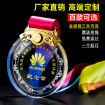 Custom metal listing Marathon prize medal Custom school games honor gold medal Crystal medal
