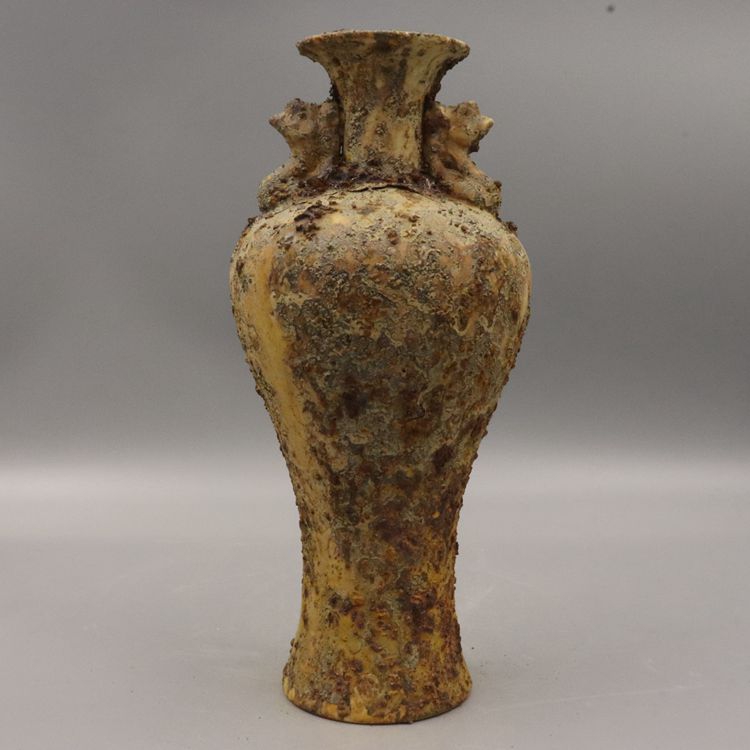 Song Ru Kiln Hailing Double Ear Plum Bottle Ancient Play Antique Imitation Antique Porcelain Home Living Room Decoration Old Stock Swing Piece Collection