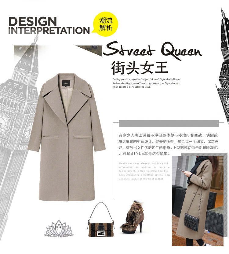 Áo khoác len nữ Hepburn gió dài phần dày 2018 phổ biến áo khoác len nữ dài trên đầu gối len áo khoác cardigan nữ