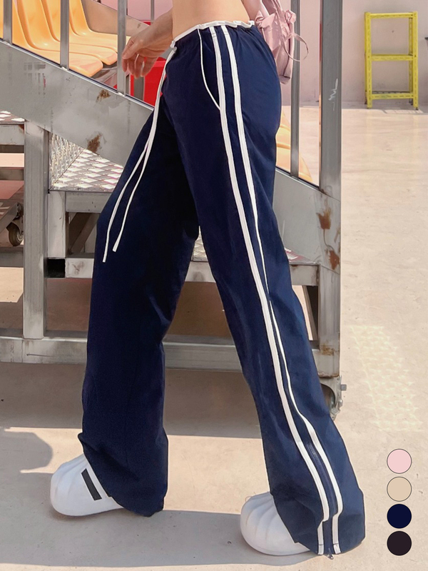 Kindame Korean Summer New Versatile Drawstring Transparent Buckle Casual Sports Pants Bl24S2901