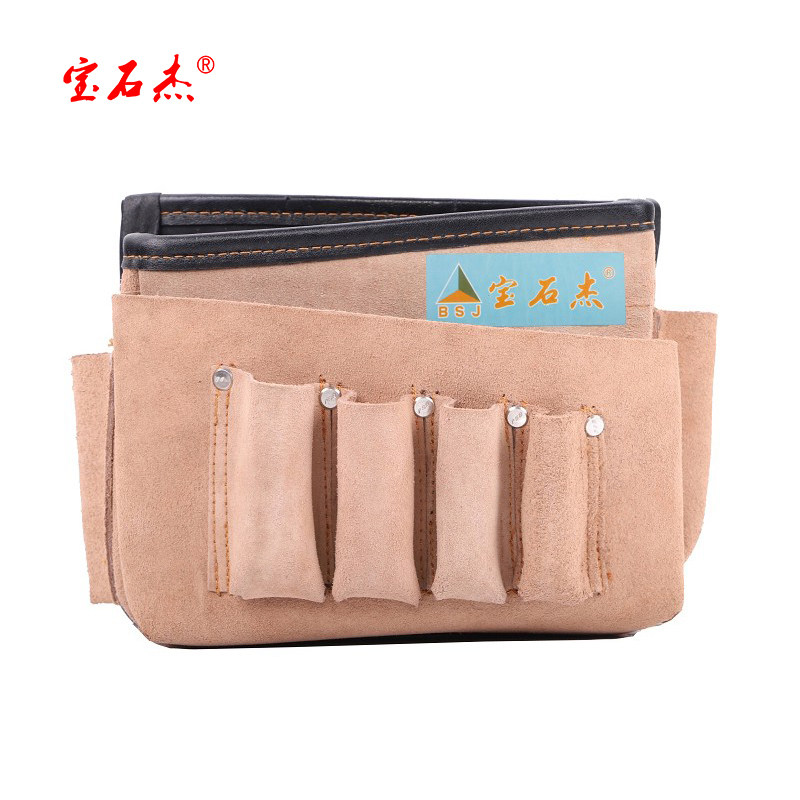 Gemjie first layer yellow cowhide wallpaper construction tool hardware bag tool bag cowhide bag pocket thick multi-function