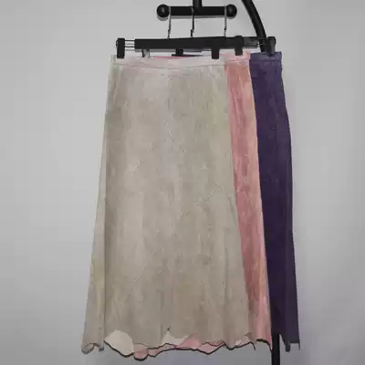 Anti-velvet pigskin vintage leather long skirt irregular hem hip skirt elastic waist slim body slim enlarged and fatten