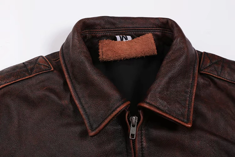 Công nghiệp nặng retro cũ Ami lớp da bò đầu tiên quần áo nam tự tu dưỡng áo khoác áo khoác cỡ lớn quần áo nam áo bomber