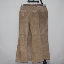 Spike only 58 pieces only 199 yuan inventory clearance pigskin leather pants pants anti-velvet retro wide-legged pants