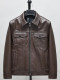 头层软牛皮真皮皮衣男修身短款翻领休闲牛仔夹克青年黑焦糖外套戈