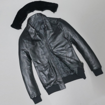 Head Sheep Sheep Bull Dermis Leather Clothing Male sashimi Short-turned collar Leisure A2 Flying jacket jacket Single plus cotton