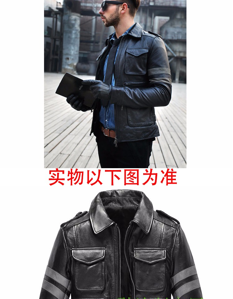 2018 mùa thu biohazard M65 da bò da người đàn ông da của phần ngắn slim jacket jacket bay xe máy quần áo triều áo khoác len nam