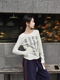 Korean letter printed pure cotton right shoulder long sleeve t-shirt for women autumn new slim fit inner white bottoming shirt top ins