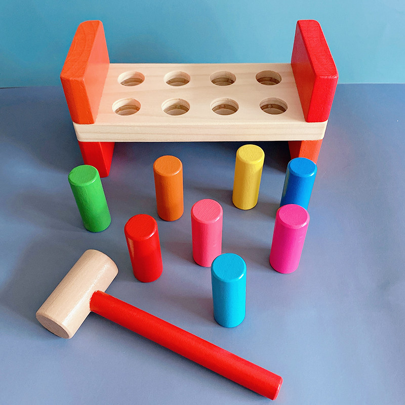 Mongolian knocking table knocking ball table hammer box piling table children's teaching aids 1-3 years old baby early education children's educational toys