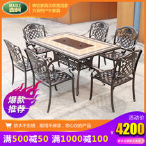Outdoor Barbecue Table And Chairs Home Barbecue Grill Iron Art Open-air Table Cast Aluminium Outdoor Leisure Patio Table And Chairs Furniture