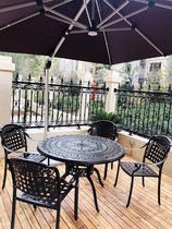 Outdoor cast aluminum table and chair Courtyard leisure balcony terrace Outdoor outdoor Wrought iron aluminum alloy three-five-piece combination