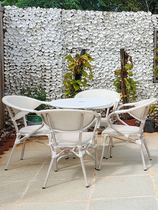 Outdoor table and table combined balcony rattan chair three sets open-air outdoor patio milk tea shop Leisure carbon steel table and chairs white