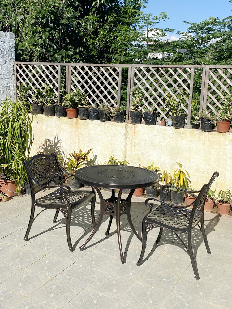 Balcony small table and chairs Three-five-piece suit tea table European-style open-air cast aluminium casual outdoor table and chairs combined patio outside