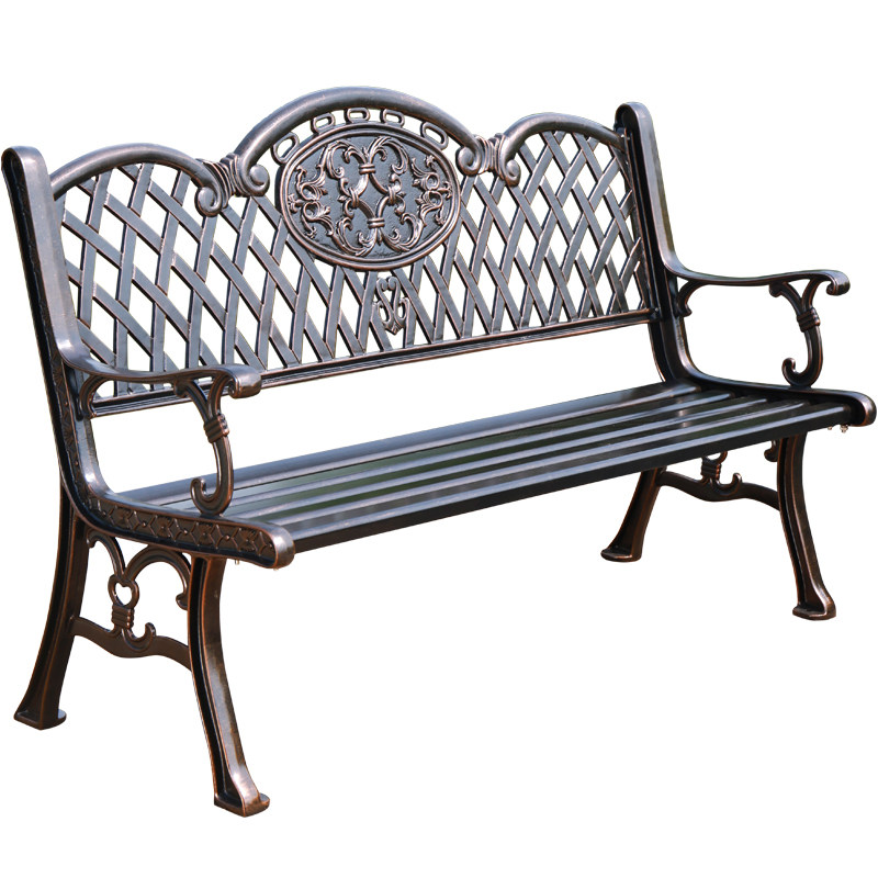 Outdoor cast aluminum park bench cultural leisure square pedestrian street courtyard garden campus back chair iron stool