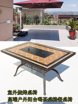Outdoor home patio balcony Cast aluminium European dual-use outdoor thickened barbecue table and chairs Multi-functional carbon ravens table