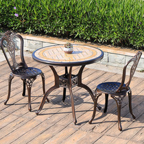 Outdoor cast aluminum balcony small table and chair Courtyard garden disassembly and installation Wrought iron leisure terrace Outdoor table and chair three-piece combination
