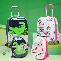 Childrens luggage 18 inch cartoon trolley suitcase Men and women cute kindergarten baby trolley school bag universal wheel