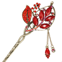 Ruyi classical hairpin bride hair accessories Korean hairpin step tassel headdress hair accessories female retro leaves