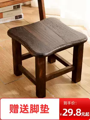 Solid wood small stool Fashion creative bench Adult household living room stool low stool wood shoe stool square stool Children