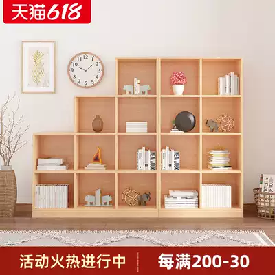 Solid wood children's bookshelf floor ladder bookcase Kindergarten shelf Living room simple storage cabinet Household TV cabinet
