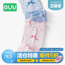 euv Girls summer cotton thin home clothes Children gauze pajamas Children air conditioning mother and daughter parent-child suit