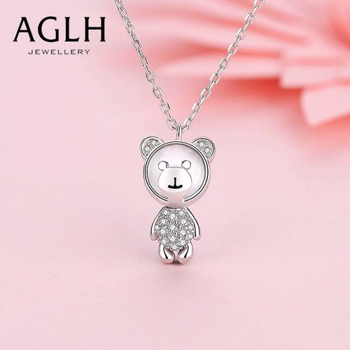 Небольшое дизайнерское ожерелье, подвеска, цепочка до ключиц на день Святого Валентина, серебро 925 пробы, тренд сезона, с медвежатами, легкий роскошный стиль, изысканный стиль, подарок на день рождения