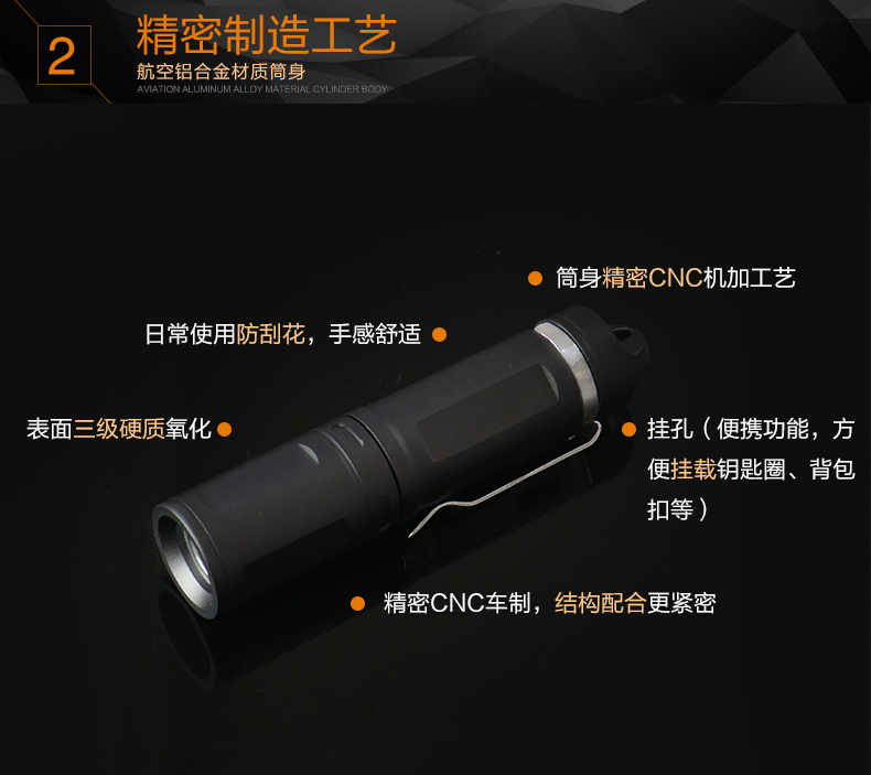 Dixon MD2 đèn pin nhỏ Glare LED mini clip clip chiếu sáng cầm tay đèn pin ngoài trời đèn pin chiếu xa