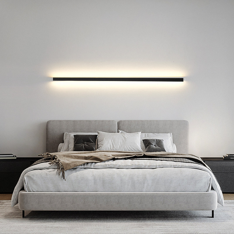 Minimalist wall lamp modern minimalist strip light Nordic bedroom bedside headlights Living room Background wall Wall Lamp Wall Corner Atmosphere Light-Taobao