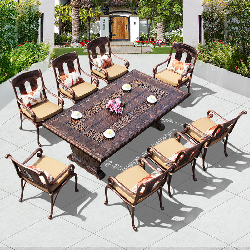 Courtyard Table And Chairs Suit Luxury Villa Open-air Garden Table And Chairs External Pendulum Outdoor table and chairs Cast aluminium Outdoor table and chairs