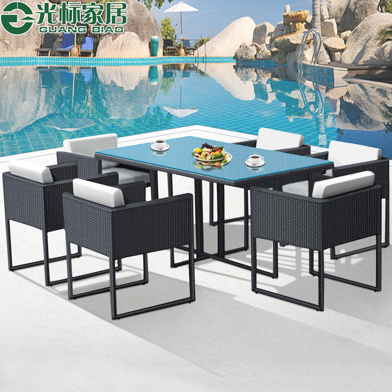 Outdoor terrace table and chairs Business meeting Creative woven chairs Gathering Rattan Chair Casual Vines with back chair sunscreen