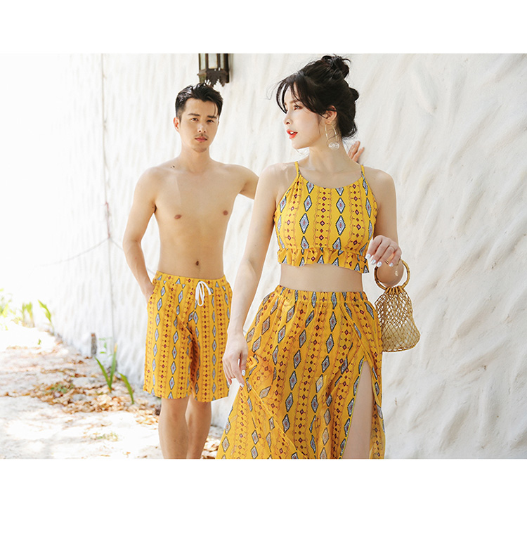 Cặp đôi đồ bơi nữ xẻ đôi gợi cảm Hàn Quốc nhỏ nhắn ba mảnh ngực nhỏ tụ tập váy dài là áo tắm mỏng đi biển Set đồ đi biển cho cặp đôi