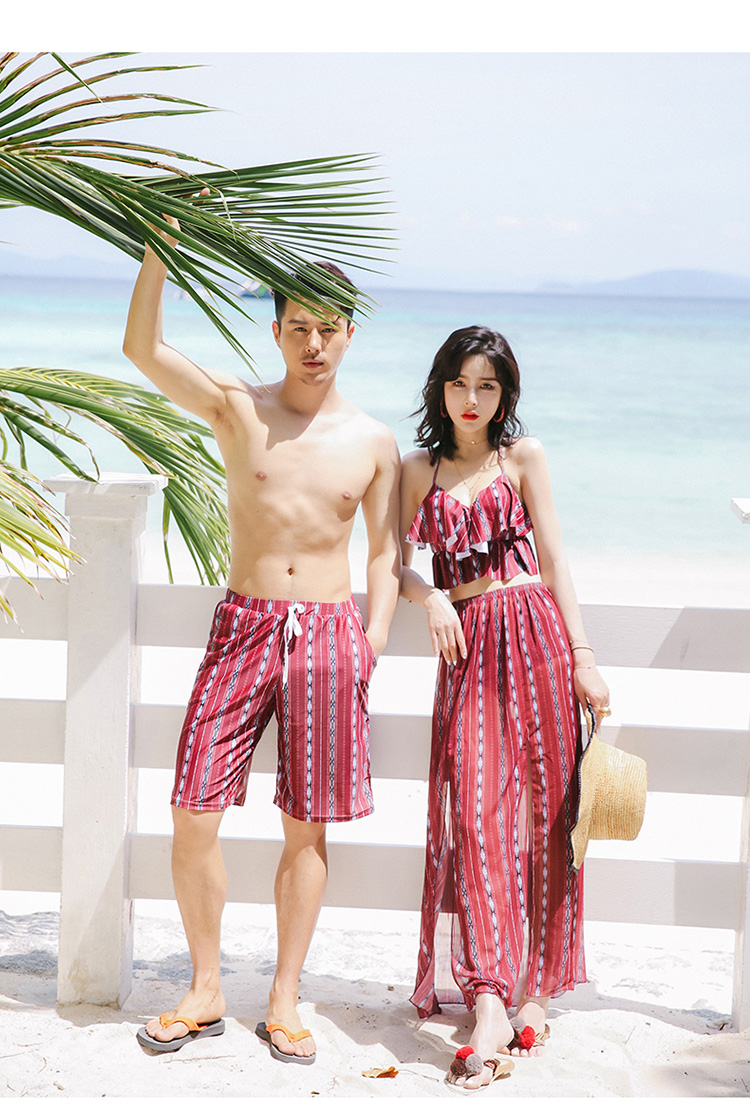 Áo tắm nữ tách lá sen ngực nhỏ tụ tập Hàn Quốc nhỏ nước hoa váy bãi biển váy mỏng phù hợp với đồ bơi - Vài đồ bơi đồ đi biển cho cặp đôi