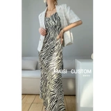 Зебра, летнее платье, длинная юбка, коллекция 2022, яркий броский стиль, по фигуре, изысканный стиль