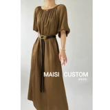 Летнее платье, дизайнерская длинная юбка, изысканный стиль, оверсайз, с открытой спиной