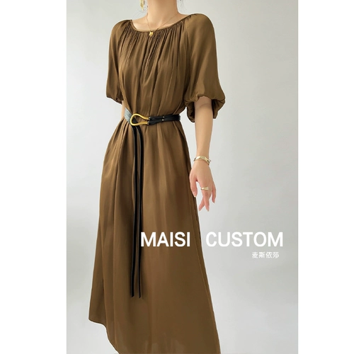 Летнее платье, дизайнерская длинная юбка, изысканный стиль, оверсайз, с открытой спиной