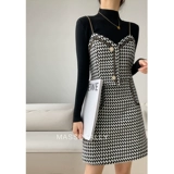 Шерстяное платье, демисезонный комплект, длинная трикотажная юбка, в стиле Шанель, коллекция 2023, средней длины, премиум класс, яркий броский стиль