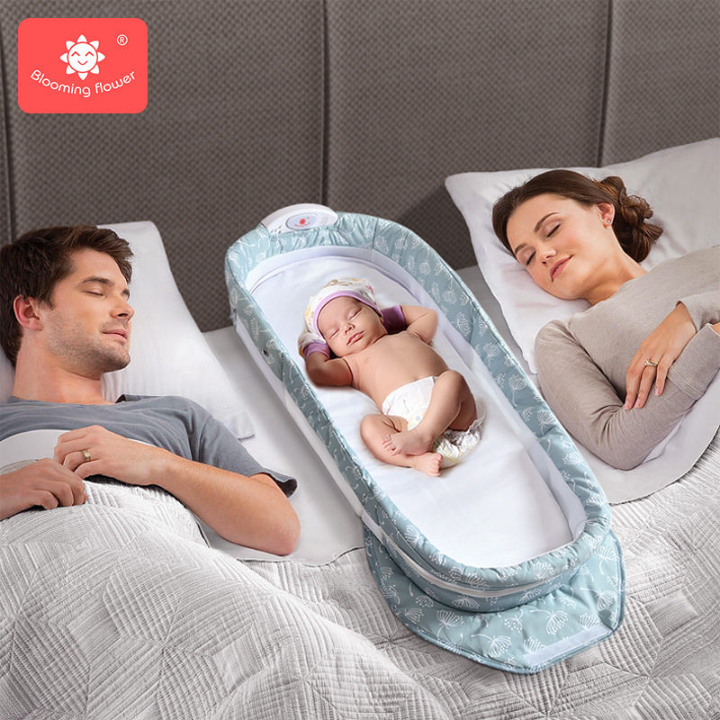 Baby cot bunk bed b small bed multifunction newborn with music portable foldable sleeping basket baby travel bed-Taobao