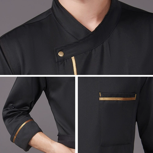 Шеф-повара одежда высокого класса с длинными рукавами осенняя и зимняя рабочая одежда мужская одежда Женщины Западные рестораны Пекари обратно кухонная рабочая одежда настройка одежды