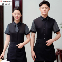Catering hotel waiter work clothes short sleeve female summer hot pot restaurant Restaurant Restaurant short sleeve set mens shirt