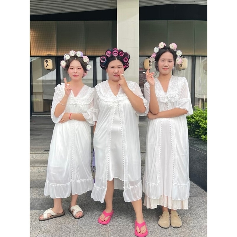 Landlady Costume with Pajamas, Wig, Stage Outfit, Funny Performance, Curly Hair, Headwear, Performance Headgear, Props Including Curlers Landlady Costume with Pajamas, Wig, Stage Outfit, Funny Performance, Curly Hair, Headwear, Performance Headgear, Props Including Curlers