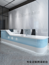 Front desk reception desk company welcome paint desk high and low bar simple modern beauty salon cashier custom