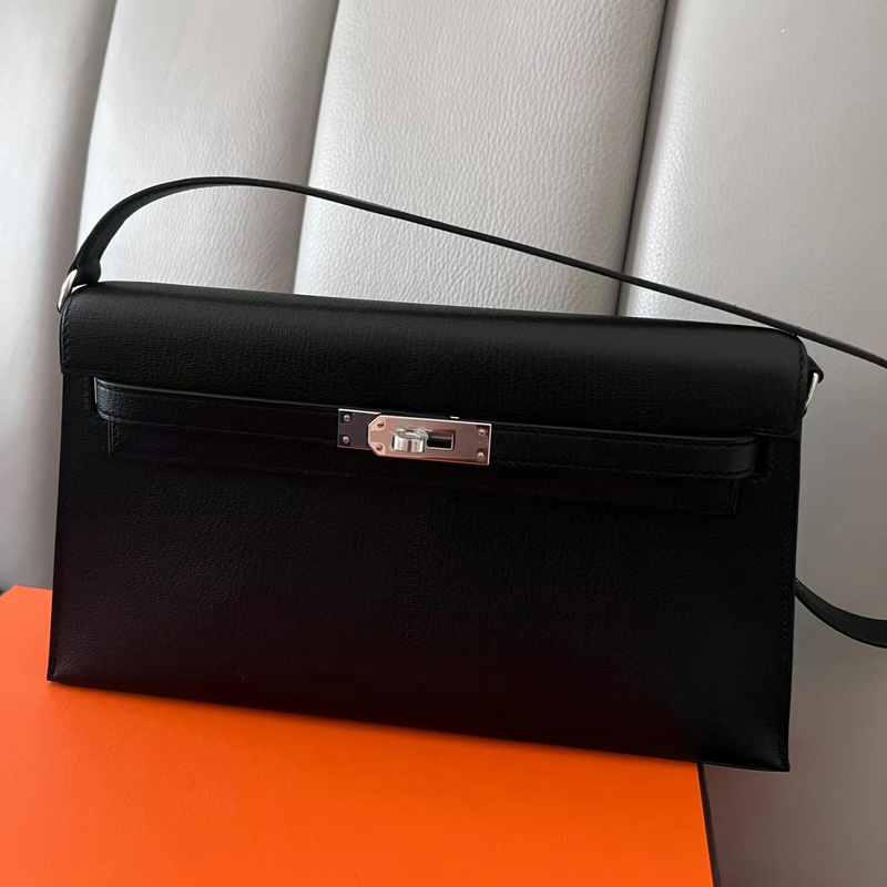 Handmade, Hand-Stitched Elan Kelly Bag, Goatskin, High-End Underarm Bag, Light Luxury, Versatile Platinum Bag