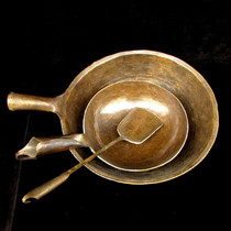 Handmade brass pot handle pot wok cooking pot with hook copper water scoop gas boil Chinese medicine pure copper wok