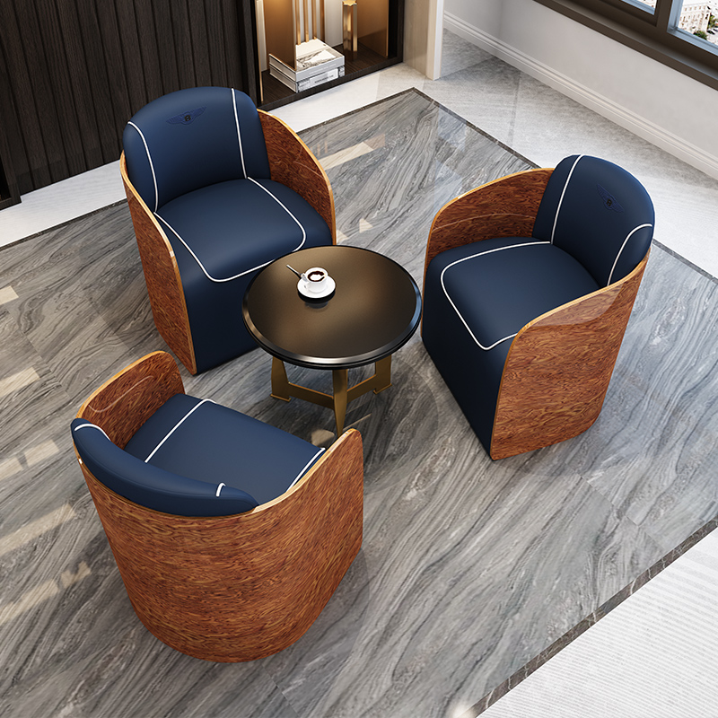 Italian light luxury single leather sofa chair simple living room study sofa hotel reception Bentley single sofa