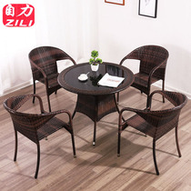 Outdoor table and chair set Iron coffee outdoor table and chair umbrella garden outdoor balcony leisure rattan chair furniture combination