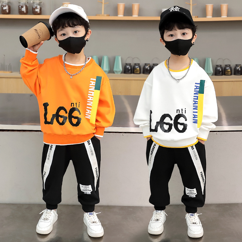 Handsome Children Suit Boy Spring Autumn Suit 2022 New Ocean Wave Cool Spring Clothing Little Boy Sports Two Suits