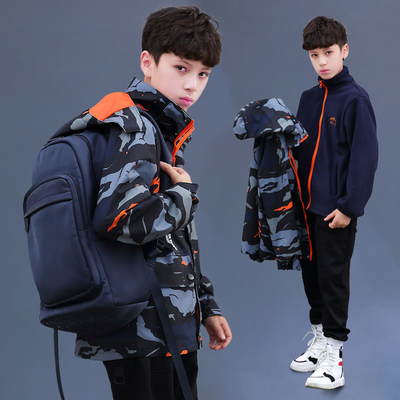 Child Clothing Boy Assault Suit Three-in-one Detachable 2021 New Children Spring Autumn Clothing Thickened Outdoor Sports Jacket