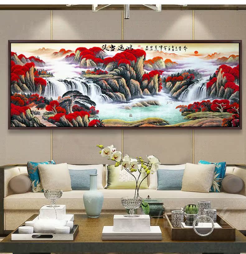 Вышитая картина 鸿运当头钻石画满钻客厅风景山水画点钻十字绣大幅贴钻绣砖石画 TS Вышитая картина 鸿运当头钻石画满钻客厅风景山水画点钻十字绣大幅贴钻绣砖石画 TS